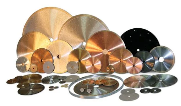 Close-up of durable diamond blades used for precision cutting in construction and industrial applications.