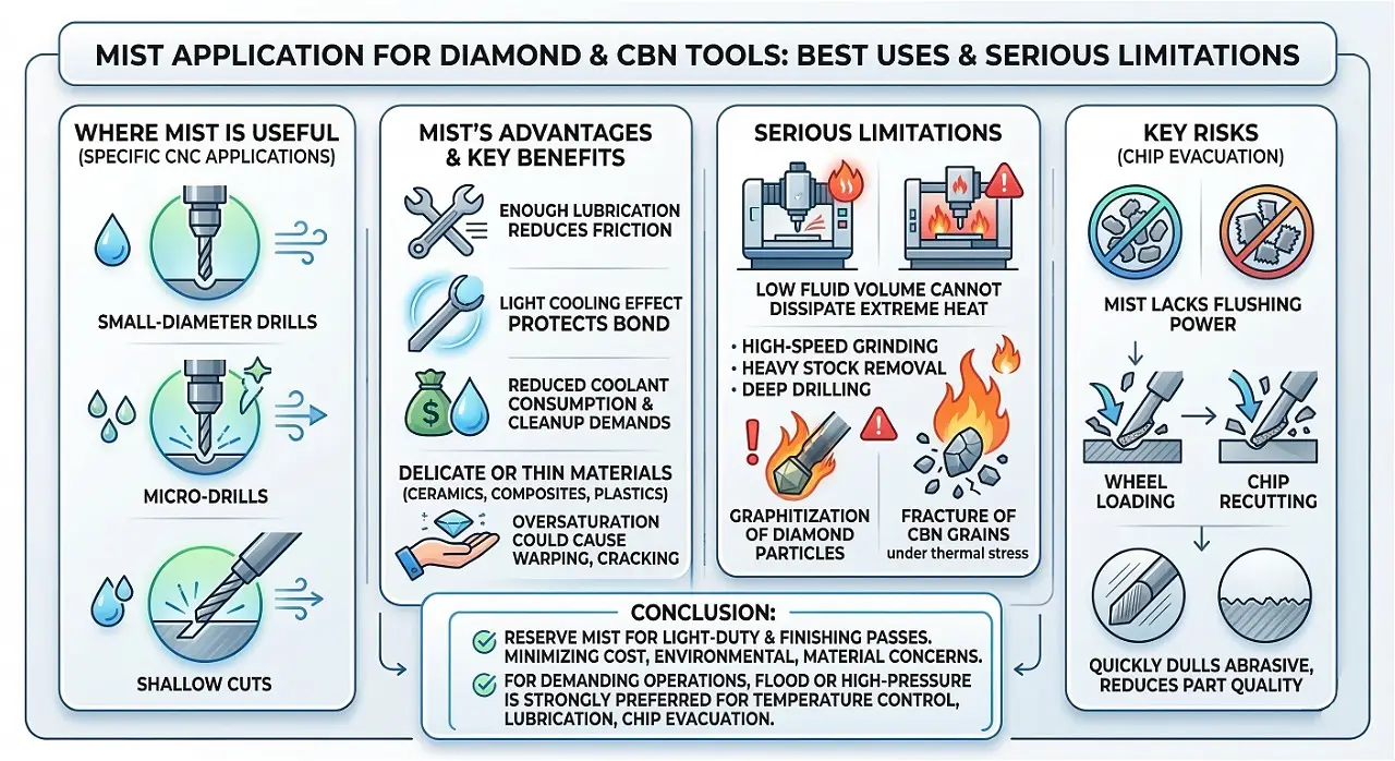 mist application for diamond and cbn tools