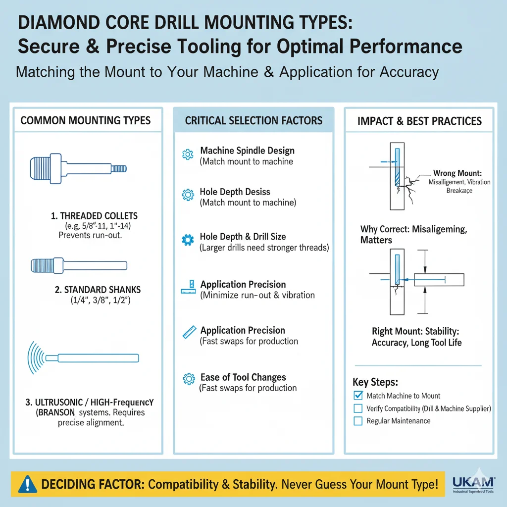 diamond core drill mounting types infographic
