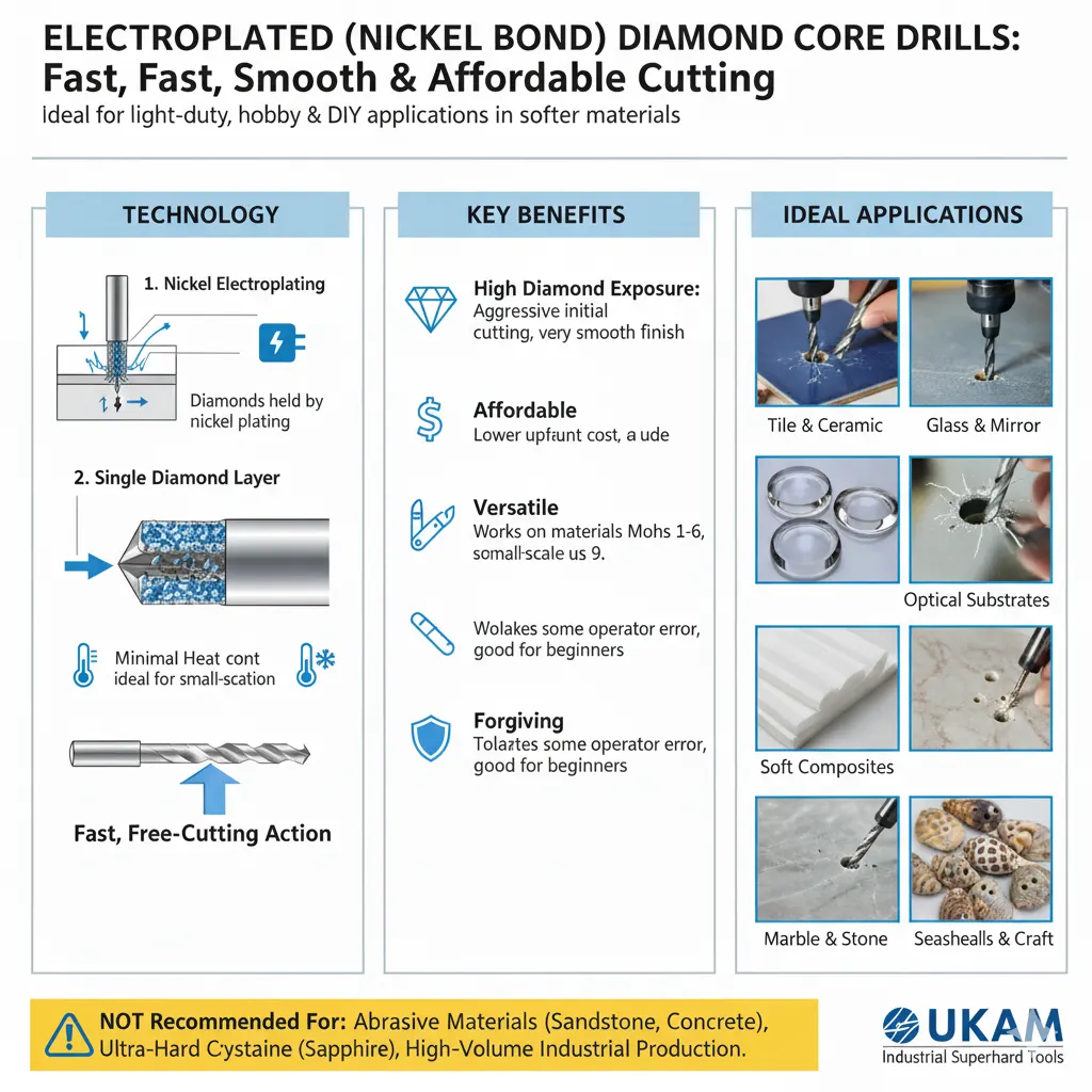 Electroplated (nickel bond) diamond core drills