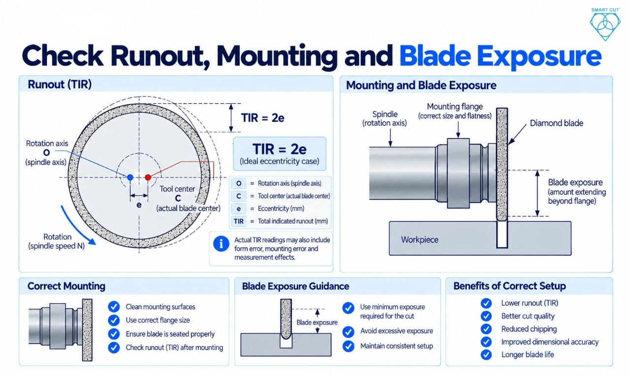 Check Runout, Mounting and Blade Exposure