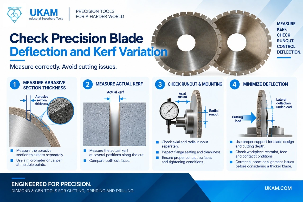 Check precision blade deflection and kerf variation