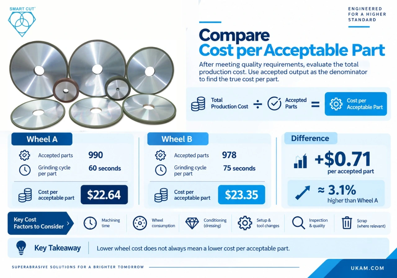 Compare cost per acceptable part