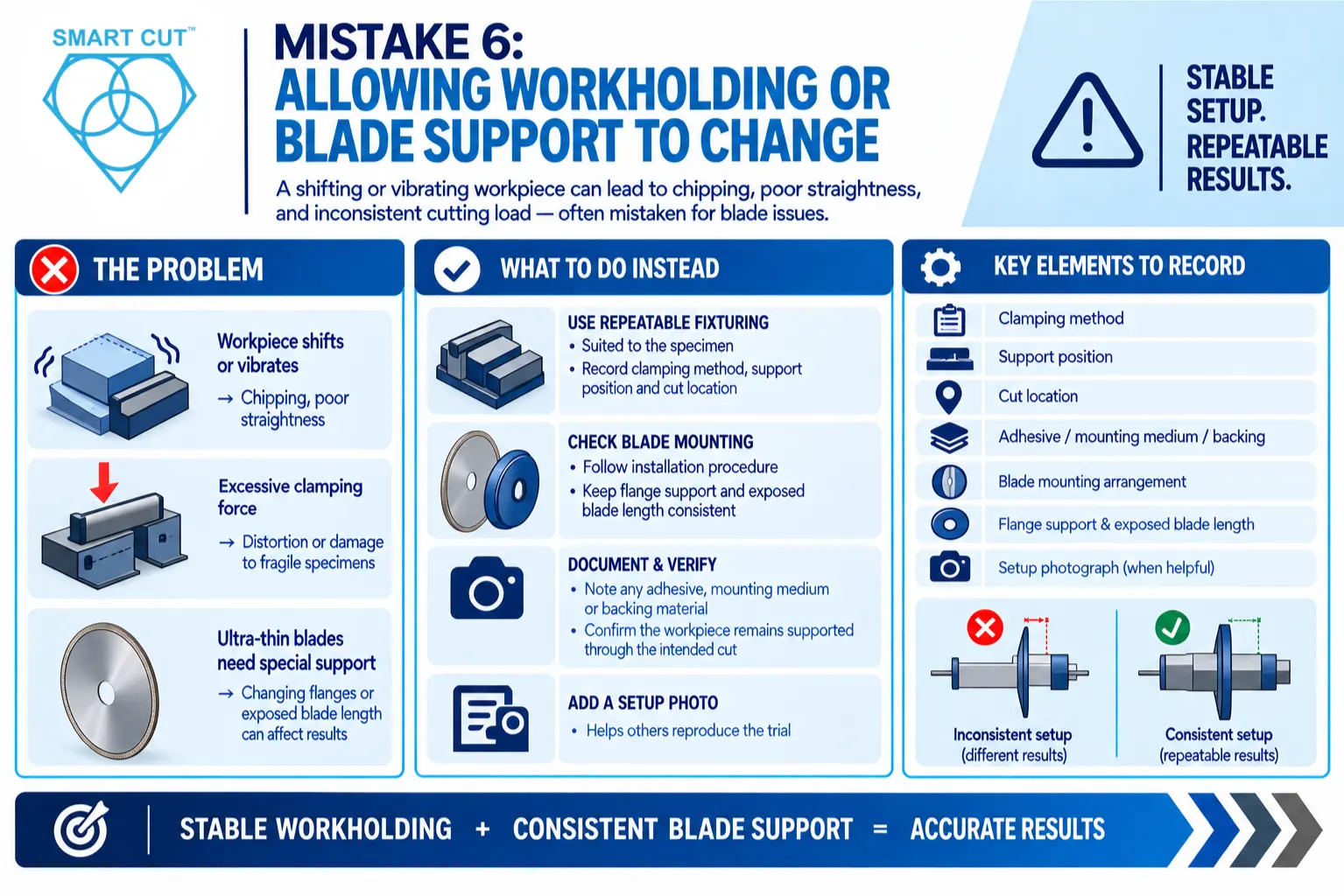 Mistake 6 Allowing Workholding or Blade Support to Change