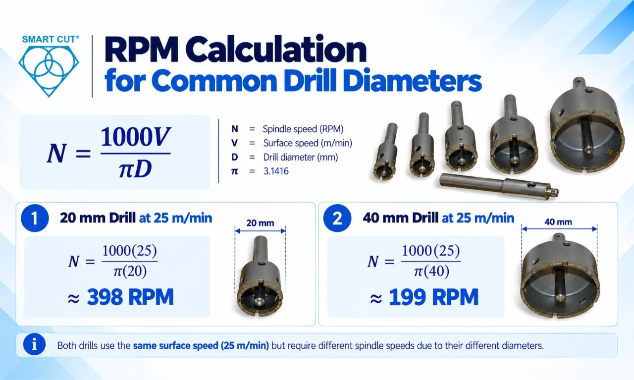RPM Calculation Chart for Common Drill Diameters
